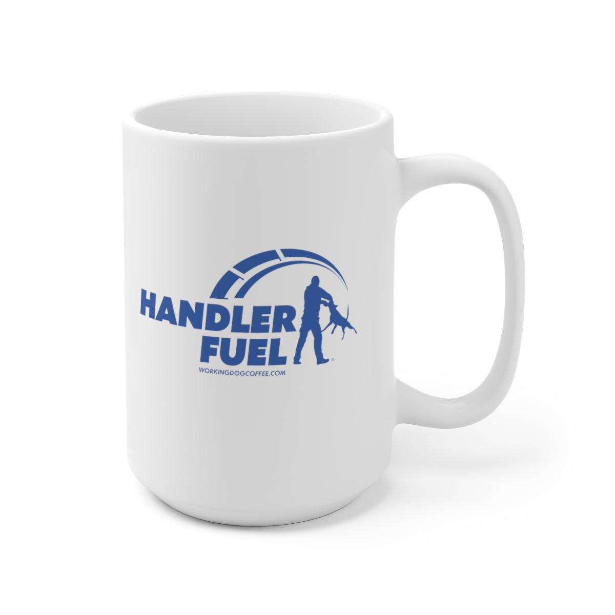 Handler Fuel, Blue on White 15oz Mug