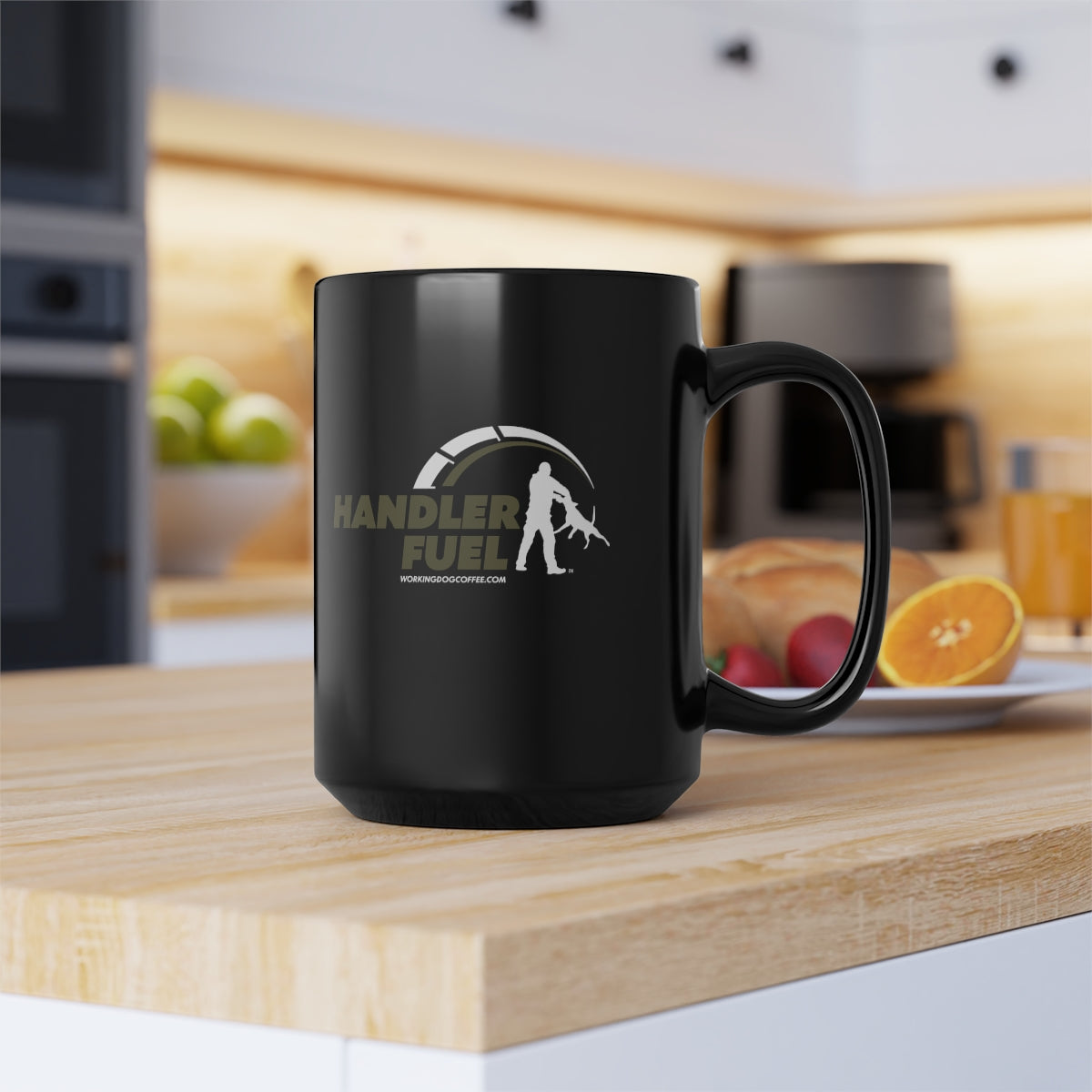Handler Fuel, Mil Green & White on Black 15oz Mug