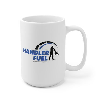 Handler Fuel, Blue & Black on White 15oz Mug