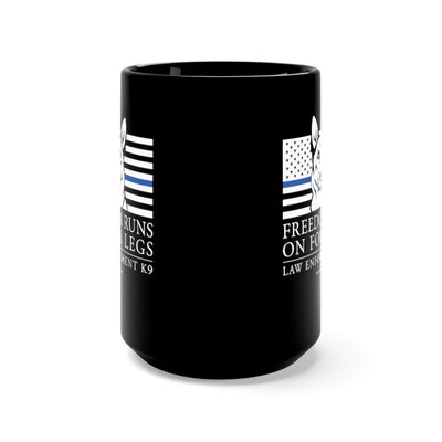 Freedom Runs On Four Legs, 15oz Mug - LEK9 Blue Line