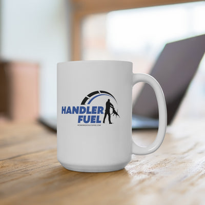 Handler Fuel, Blue & Black on White 15oz Mug