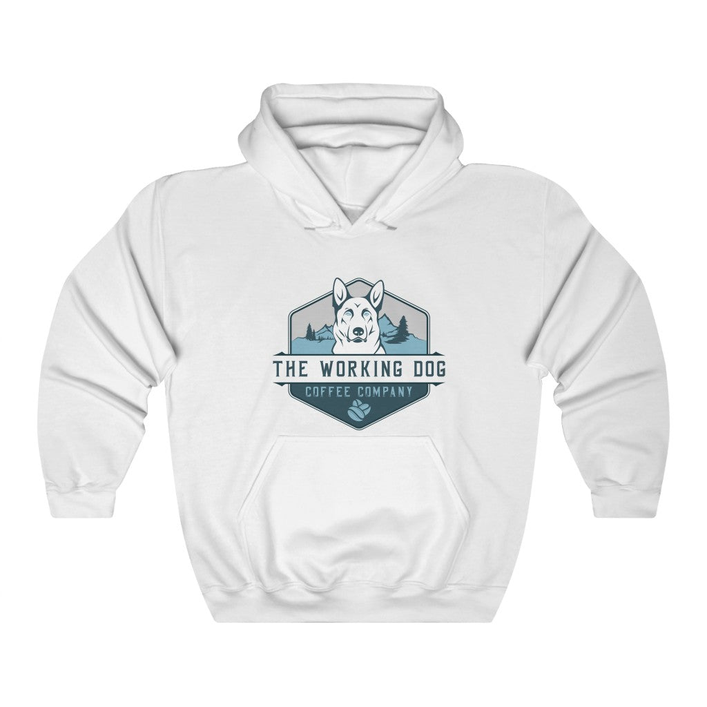 Working Dog Coffee Company Hooded Sweatshirt - Winter Blue Logo