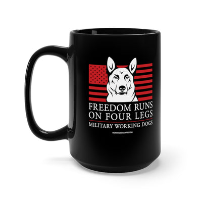 Freedom Runs On Four Legs, 15oz Mug - Marines MWDs